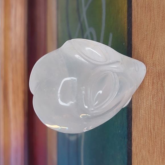 Quartz Crystal Alien Skull Carving - Picture 3 of 7